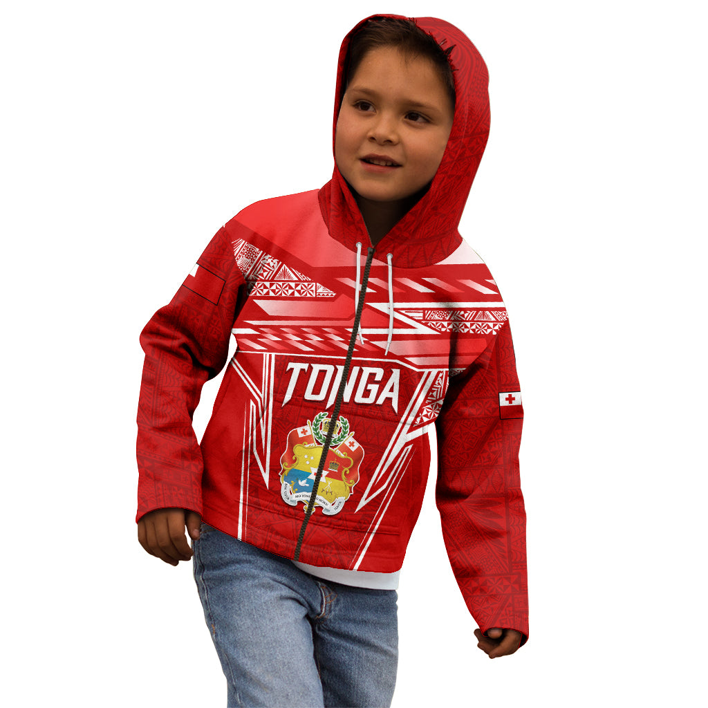 Custom Tonga Rugby Kid Hoodie Kupesi Ngatu Pattern LT05 - Polynesian Pride
