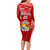 Custom Tonga Rugby Long Sleeve Bodycon Dress Kupesi Ngatu Pattern