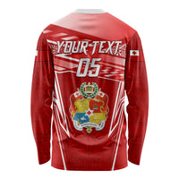 Custom Tonga Rugby Long Sleeve Shirt Kupesi Ngatu Pattern LT05 - Polynesian Pride