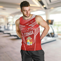 Custom Tonga Rugby Men Tank Top Kupesi Ngatu Pattern LT05 Red - Polynesian Pride