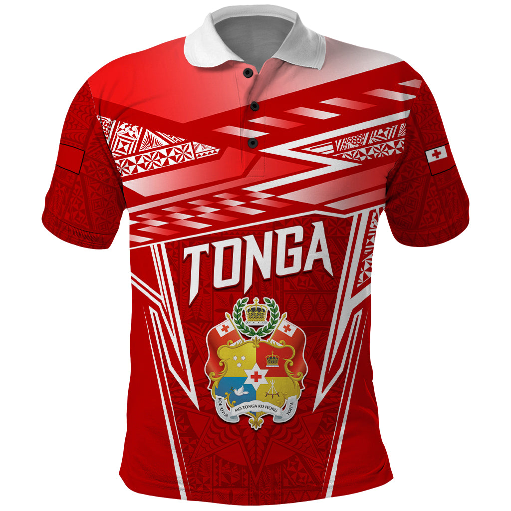 Custom Tonga Rugby Polo Shirt Kupesi Ngatu Pattern LT05 Red - Polynesian Pride