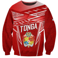 Custom Tonga Rugby Sweatshirt Kupesi Ngatu Pattern LT05 Unisex Red - Polynesian Pride