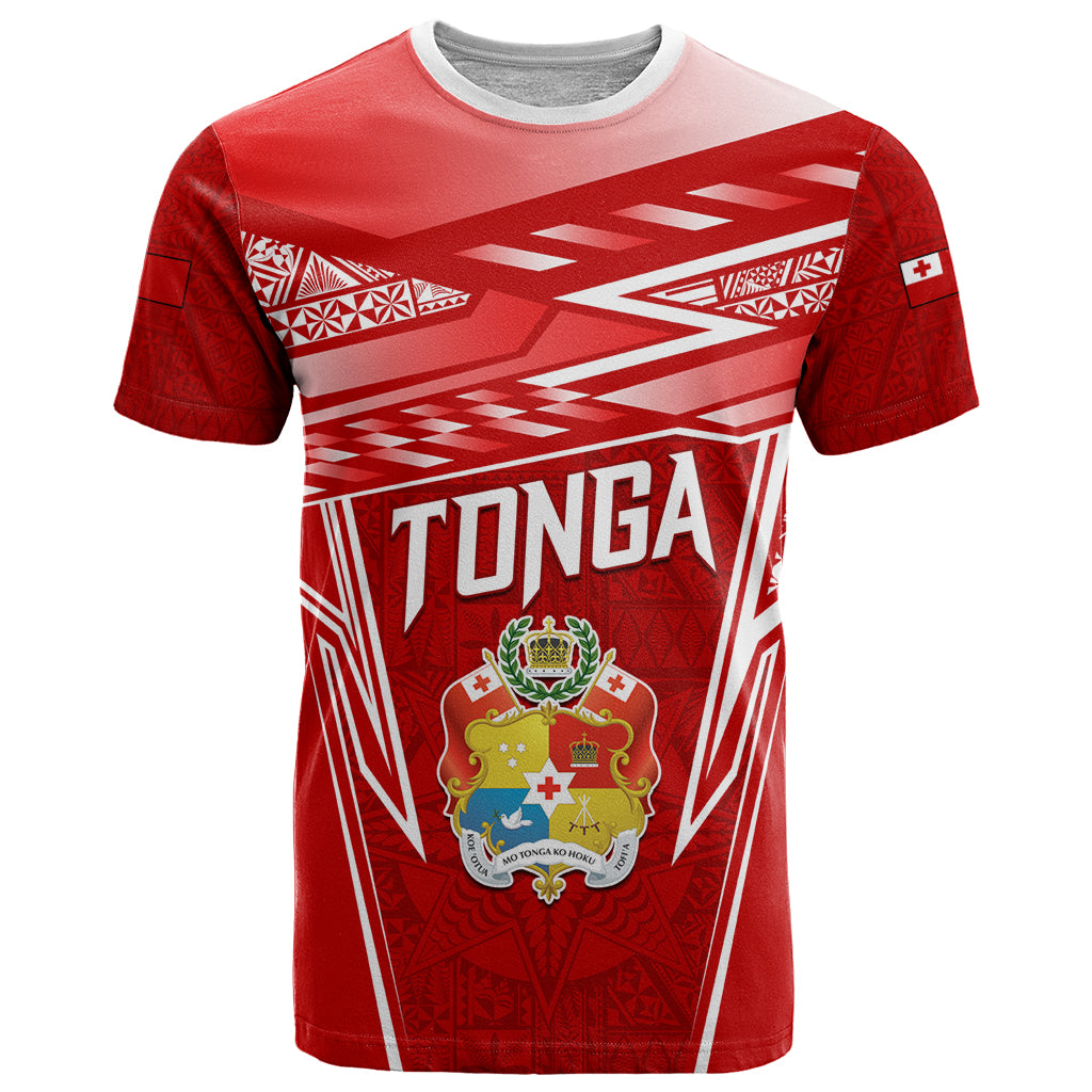Custom Tonga Rugby T Shirt Kupesi Ngatu Pattern LT05 Red - Polynesian Pride