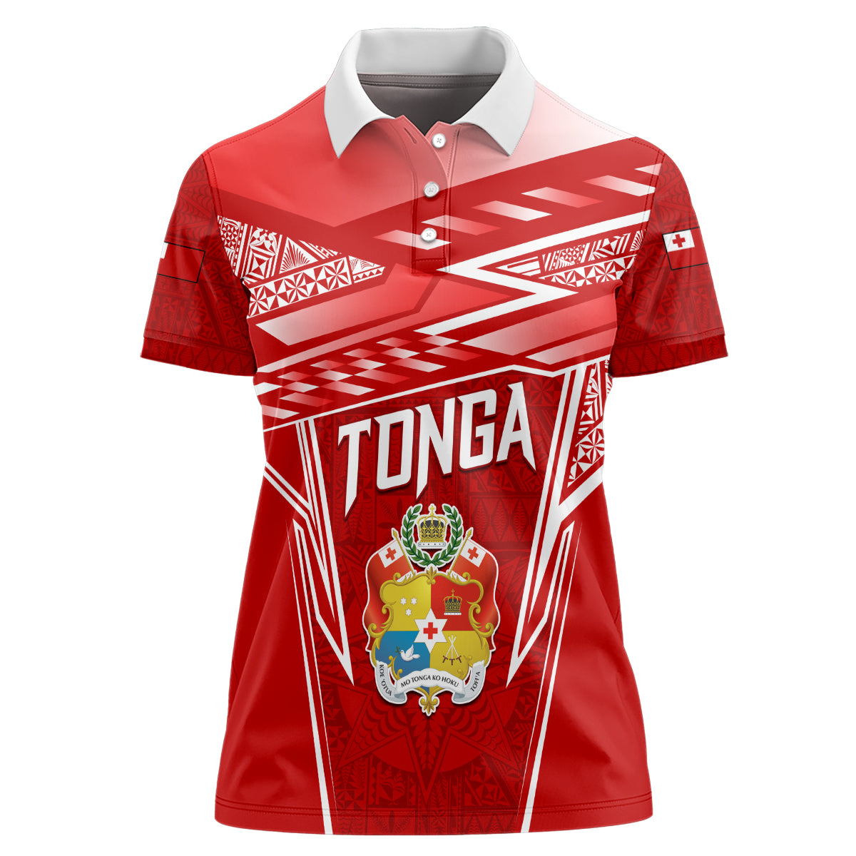 Custom Tonga Rugby Women Polo Shirt Kupesi Ngatu Pattern LT05 Female Red - Polynesian Pride