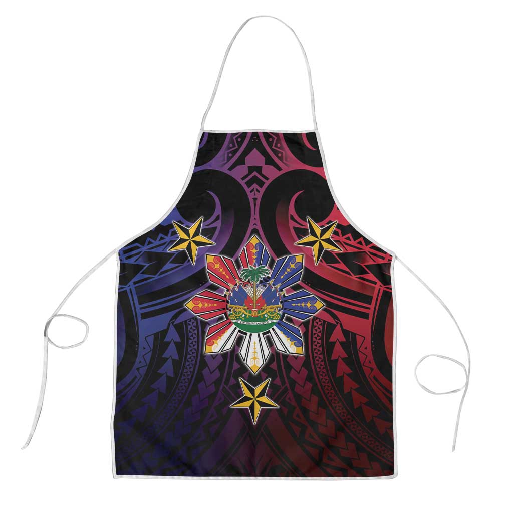 Haiti Philippines Apron Haitian Coat Of Arms With Filipino Sun LT05 Black - Polynesian Pride