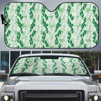 Hawaii Ti Leaf Maile Tuberose Lei Auto Sun Shade With Hanalei Leaf Green LT05 Green - Polynesian Pride
