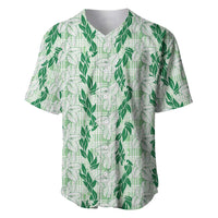 Hawaii Ti Leaf Maile Tuberose Lei Baseball Jersey With Hanalei Leaf Green LT05 Green - Polynesian Pride