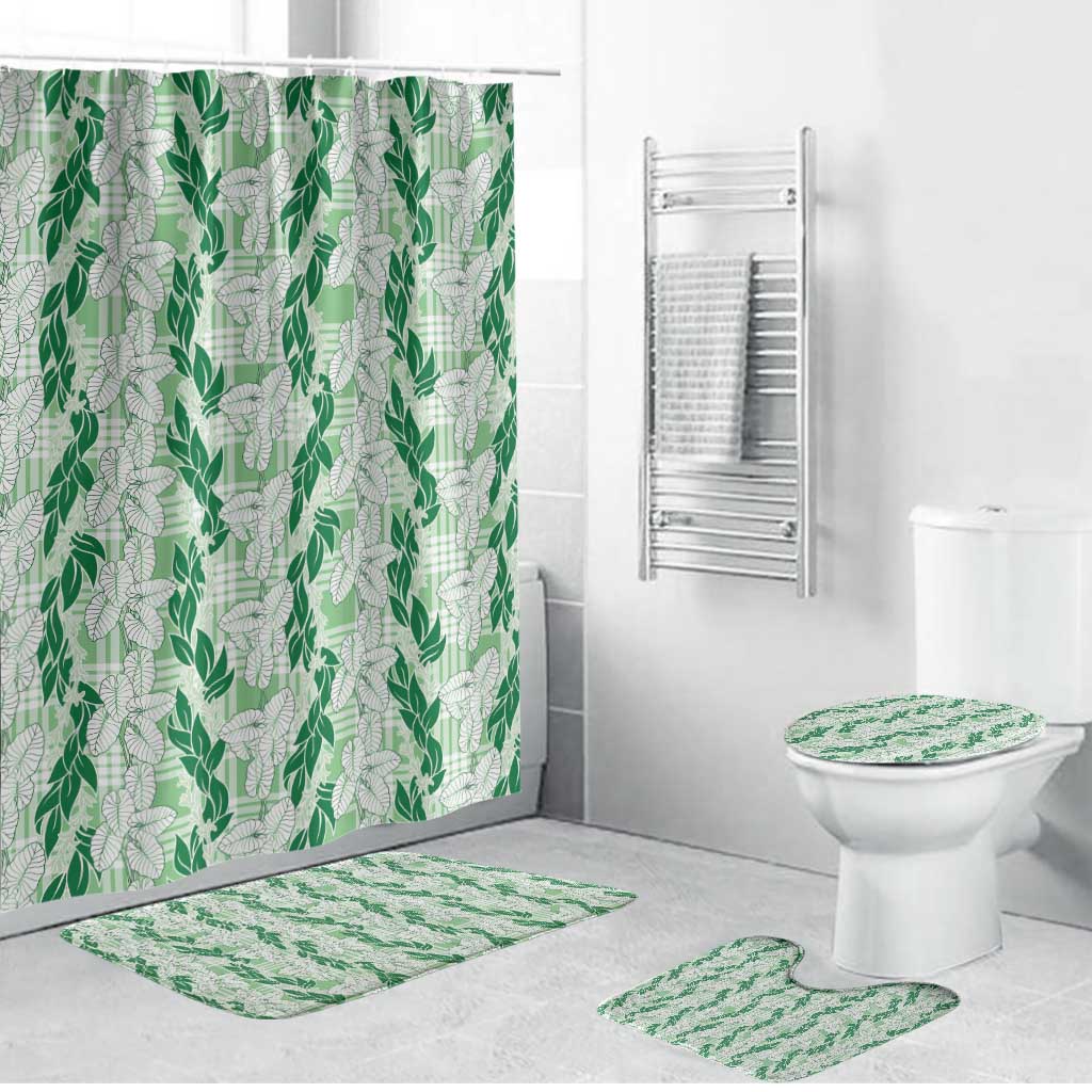 Hawaii Ti Leaf Maile Tuberose Lei Bathroom Set With Hanalei Leaf Green LT05 Bathroom Set (4 pcs) Green - Polynesian Pride