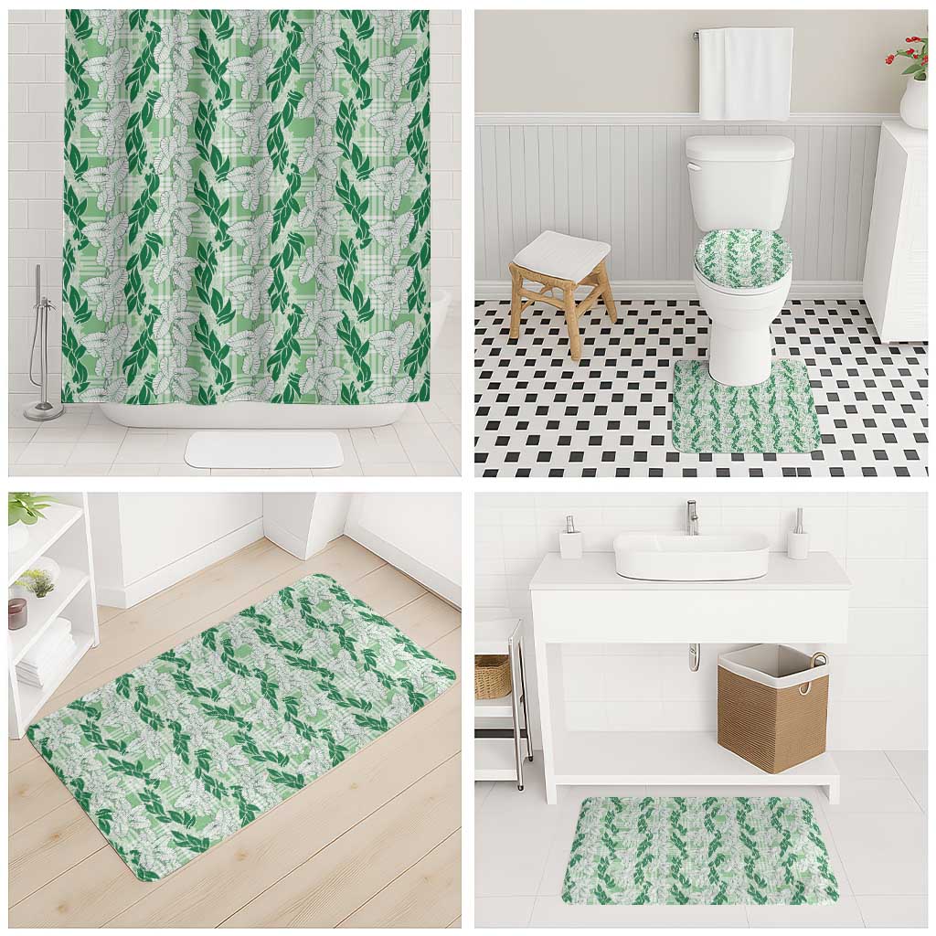 Hawaii Ti Leaf Maile Tuberose Lei Bathroom Set With Hanalei Leaf Green LT05 - Polynesian Pride