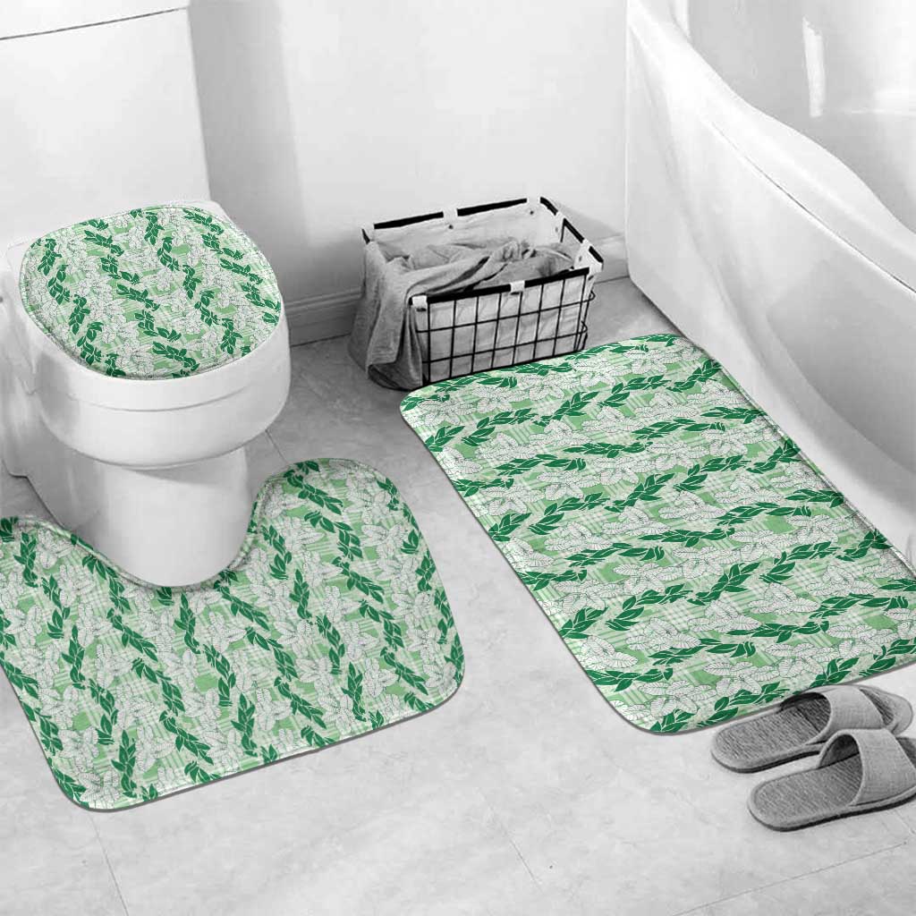 Hawaii Ti Leaf Maile Tuberose Lei Bathroom Set With Hanalei Leaf Green LT05 Mat Set Only (3 pcs) One Size Green - Polynesian Pride