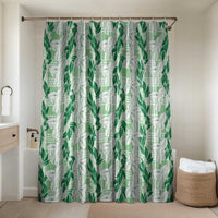 Hawaii Ti Leaf Maile Tuberose Lei Bathroom Set With Hanalei Leaf Green LT05 Shower Curtain Only Green - Polynesian Pride