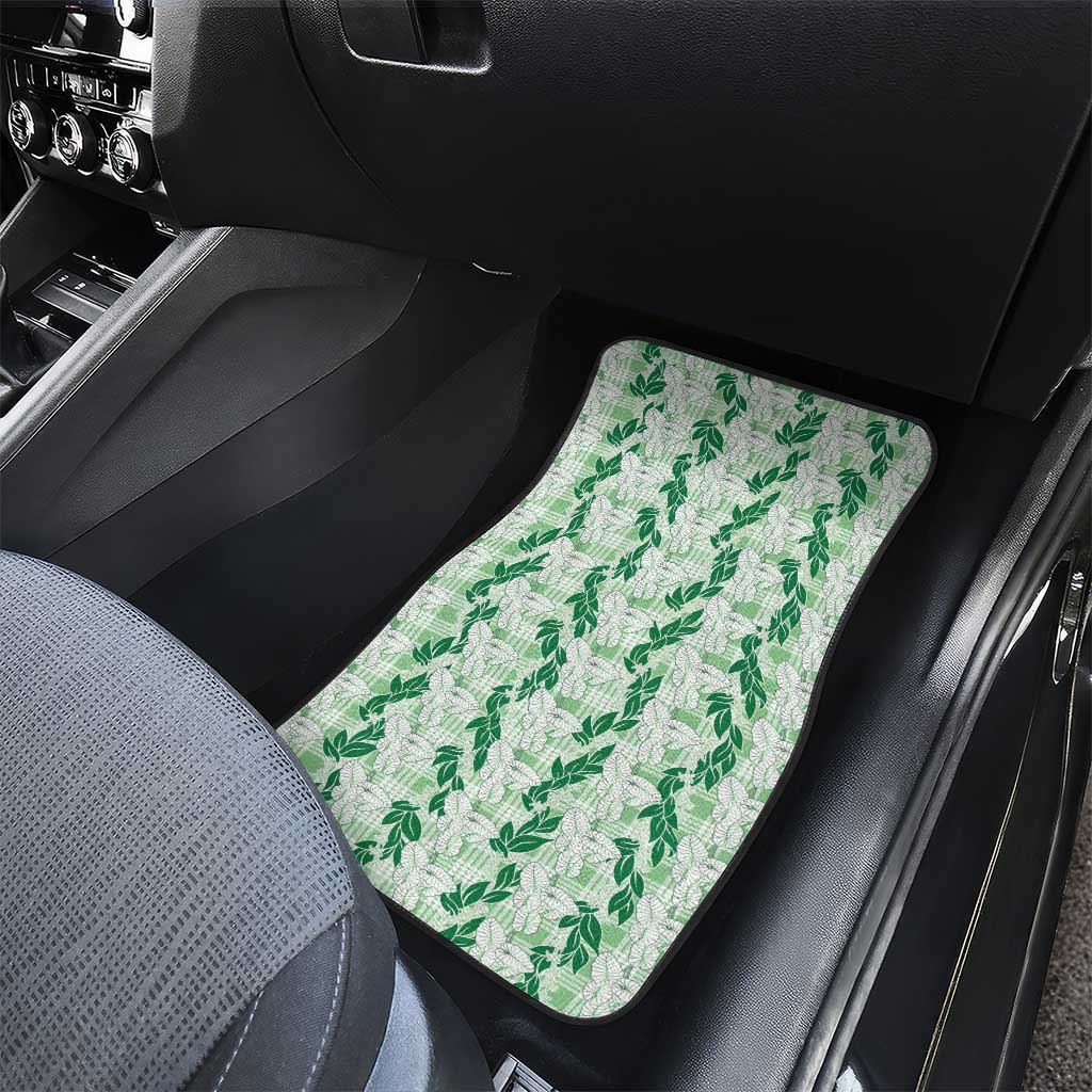 Hawaii Ti Leaf Maile Tuberose Lei Car Mats With Hanalei Leaf Green LT05 - Polynesian Pride