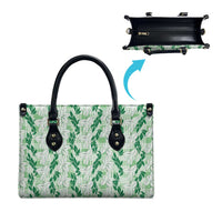 Hawaii Ti Leaf Maile Tuberose Lei Leather Bag With Hanalei Leaf Green LT05 - Polynesian Pride
