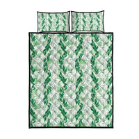 Hawaii Ti Leaf Maile Tuberose Lei Quilt Bed Set With Hanalei Leaf Green LT05 - Polynesian Pride
