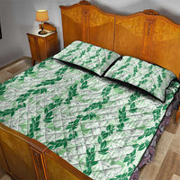 Hawaii Ti Leaf Maile Tuberose Lei Quilt Bed Set With Hanalei Leaf Green LT05 - Polynesian Pride
