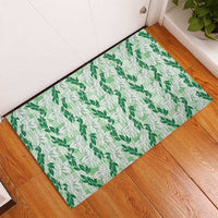 Hawaii Ti Leaf Maile Tuberose Lei Rubber Doormat With Hanalei Leaf Green LT05 - Polynesian Pride