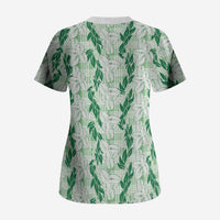 Hawaii Ti Leaf Maile Tuberose Lei Scrub Top With Hanalei Leaf Green LT05 - Polynesian Pride