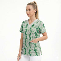 Hawaii Ti Leaf Maile Tuberose Lei Scrub Top With Hanalei Leaf Green LT05 - Polynesian Pride