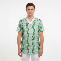Hawaii Ti Leaf Maile Tuberose Lei Scrub Top With Hanalei Leaf Green LT05 - Polynesian Pride