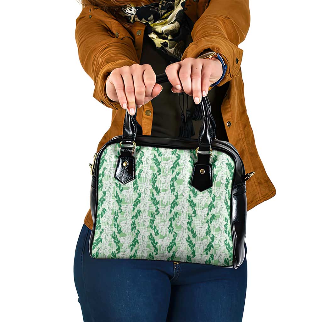 Hawaii Ti Leaf Maile Tuberose Lei Shoulder Handbag With Hanalei Leaf Green LT05 One Size Green - Polynesian Pride