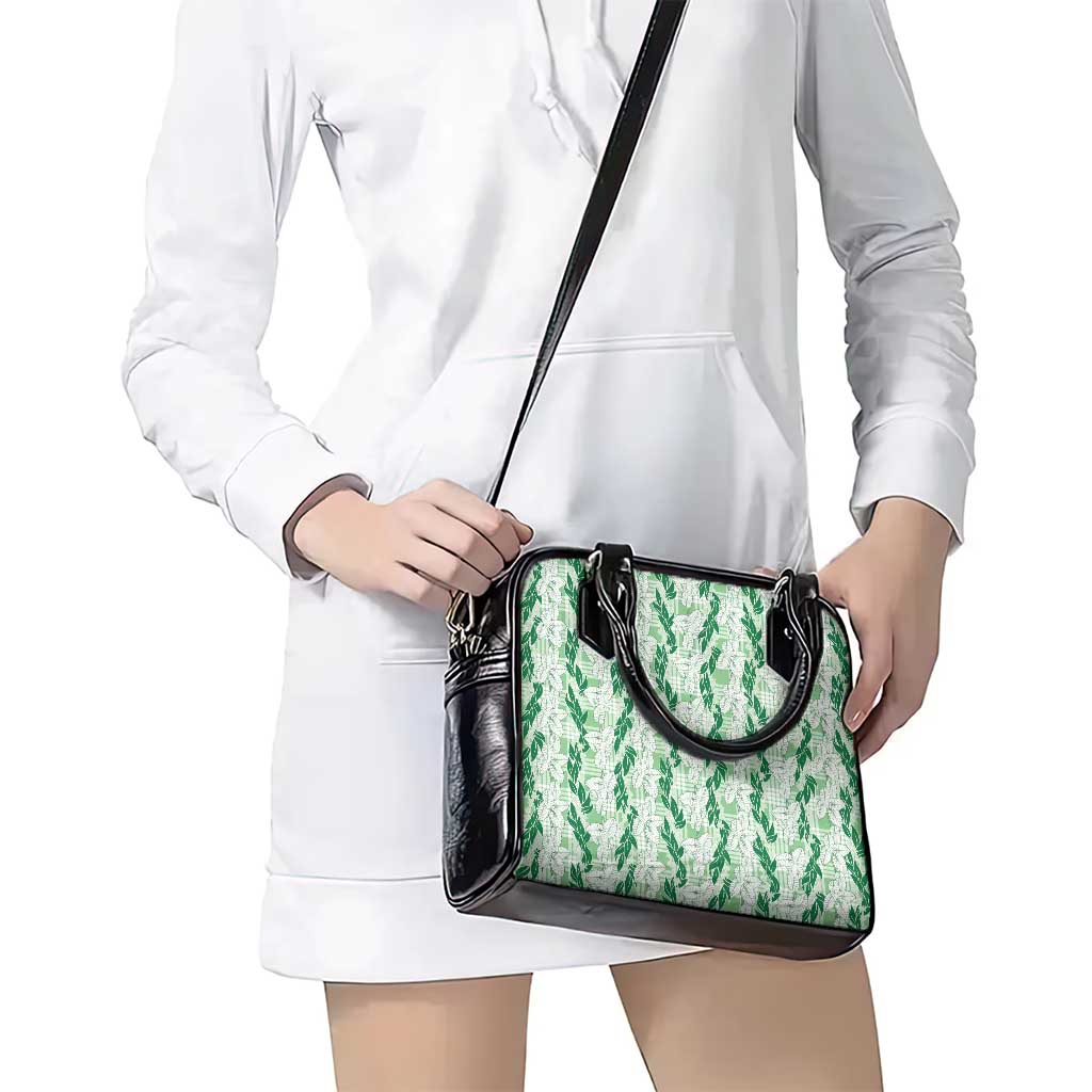 Hawaii Ti Leaf Maile Tuberose Lei Shoulder Handbag With Hanalei Leaf Green LT05 - Polynesian Pride