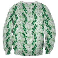 Hawaii Ti Leaf Maile Tuberose Lei Sweatshirt With Hanalei Leaf Green LT05 - Polynesian Pride