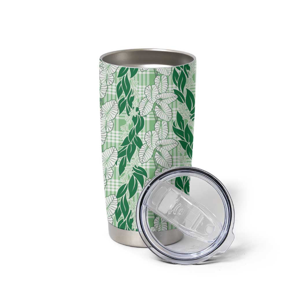 Hawaii Ti Leaf Maile Tuberose Lei Tumbler Cup With Hanalei Leaf Green LT05 - Polynesian Pride