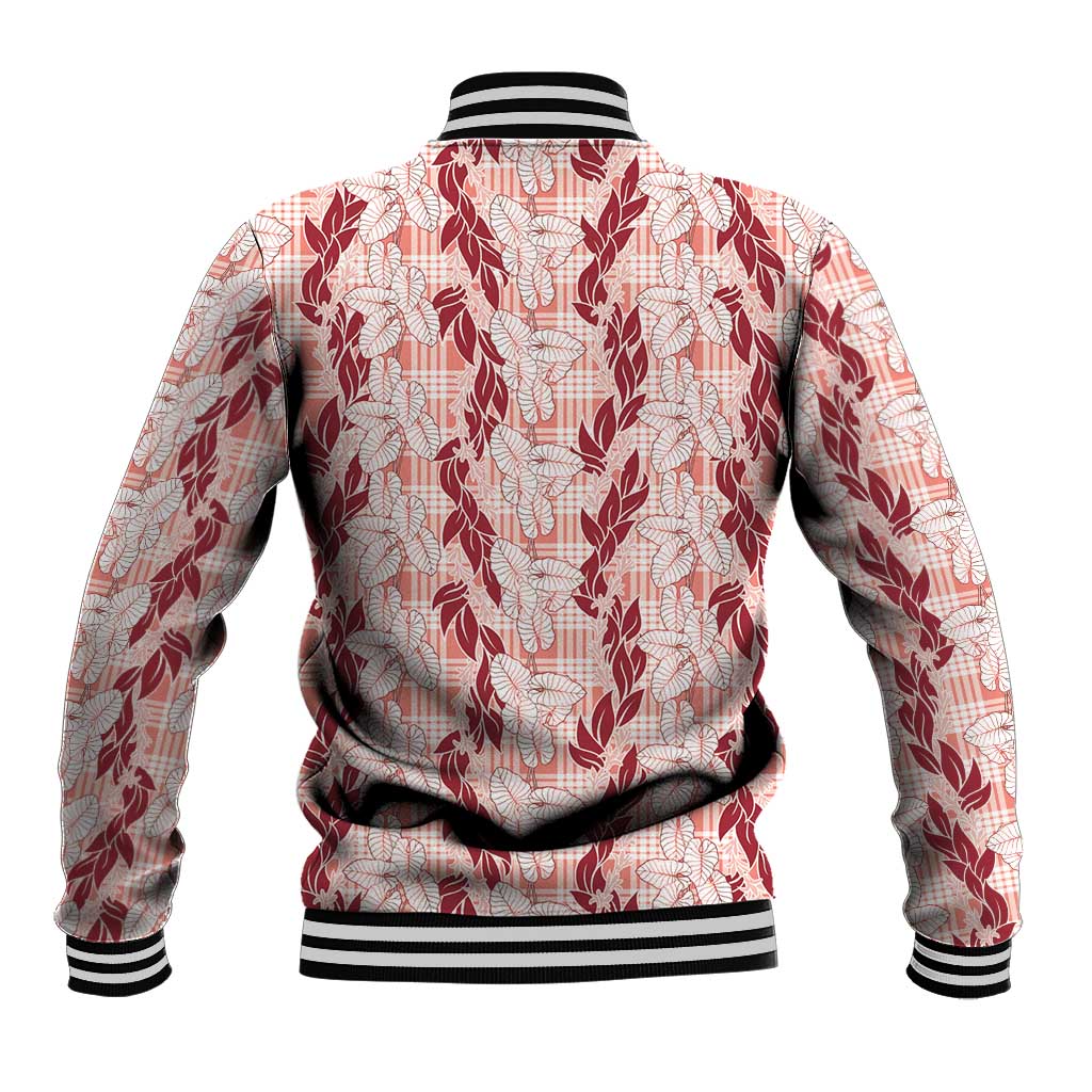 Hawaii Ti Leaf Maile Tuberose Lei Baseball Jacket With Hanalei Leaf Red LT05 - Polynesian Pride