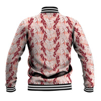 Hawaii Ti Leaf Maile Tuberose Lei Baseball Jacket With Hanalei Leaf Red LT05 - Polynesian Pride