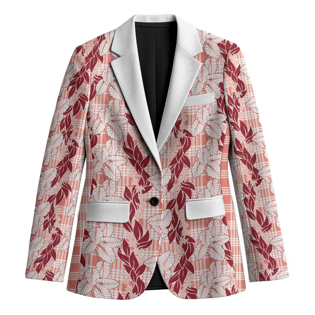 Hawaii Ti Leaf Maile Tuberose Lei Blazer With Hanalei Leaf Red LT05 Unisex Red - Polynesian Pride
