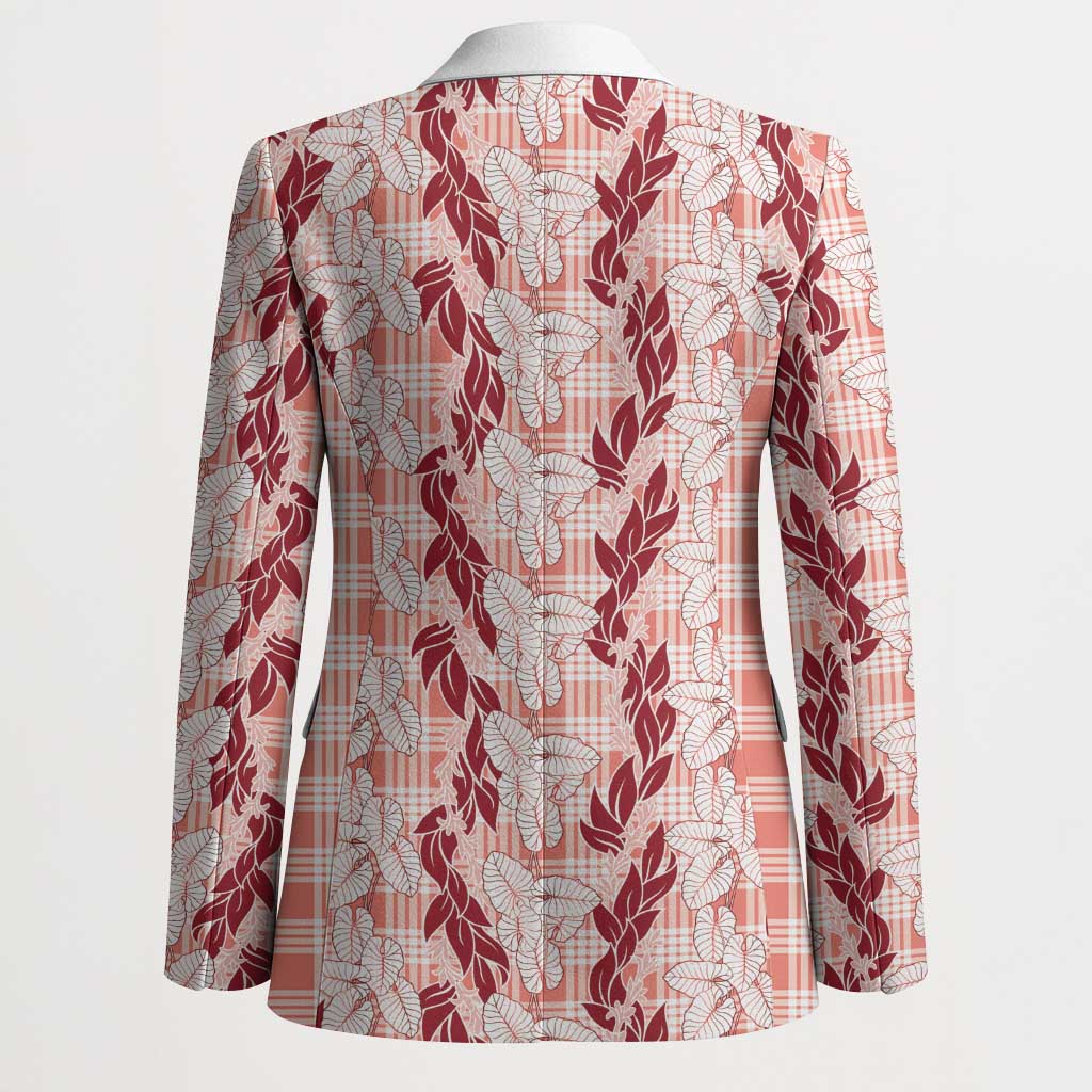 Hawaii Ti Leaf Maile Tuberose Lei Blazer With Hanalei Leaf Red LT05 - Polynesian Pride