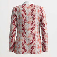 Hawaii Ti Leaf Maile Tuberose Lei Blazer With Hanalei Leaf Red LT05 - Polynesian Pride
