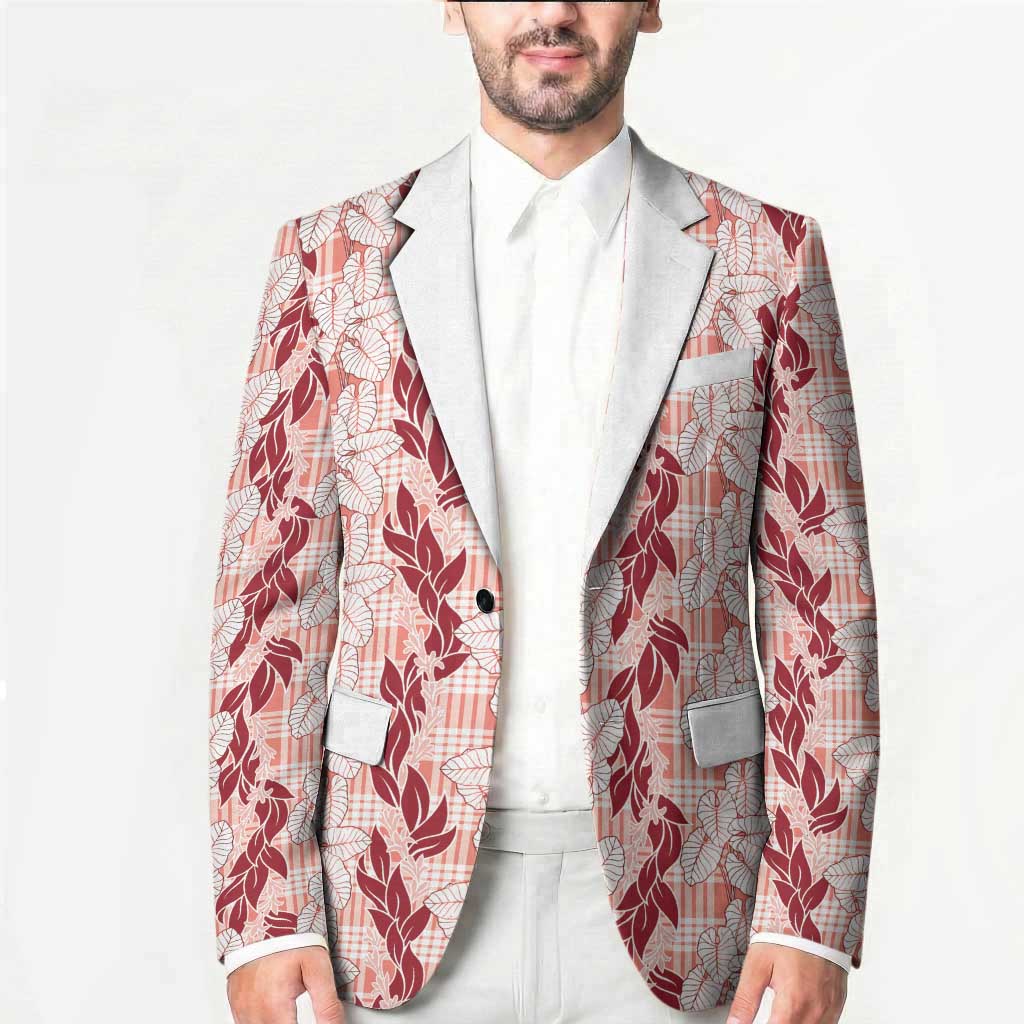 Hawaii Ti Leaf Maile Tuberose Lei Blazer With Hanalei Leaf Red LT05 - Polynesian Pride