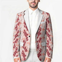 Hawaii Ti Leaf Maile Tuberose Lei Blazer With Hanalei Leaf Red LT05 - Polynesian Pride