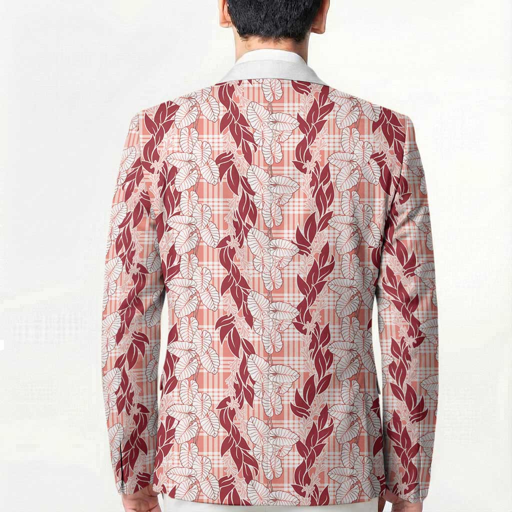 Hawaii Ti Leaf Maile Tuberose Lei Blazer With Hanalei Leaf Red LT05 - Polynesian Pride