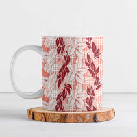 Hawaii Ti Leaf Maile Tuberose Lei Ceramic Mug With Hanalei Leaf Red LT05 Red - Polynesian Pride