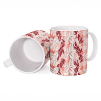 Hawaii Ti Leaf Maile Tuberose Lei Ceramic Mug With Hanalei Leaf Red LT05 - Polynesian Pride