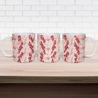Hawaii Ti Leaf Maile Tuberose Lei Ceramic Mug With Hanalei Leaf Red LT05 - Polynesian Pride