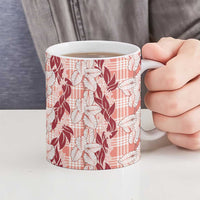 Hawaii Ti Leaf Maile Tuberose Lei Ceramic Mug With Hanalei Leaf Red LT05 - Polynesian Pride
