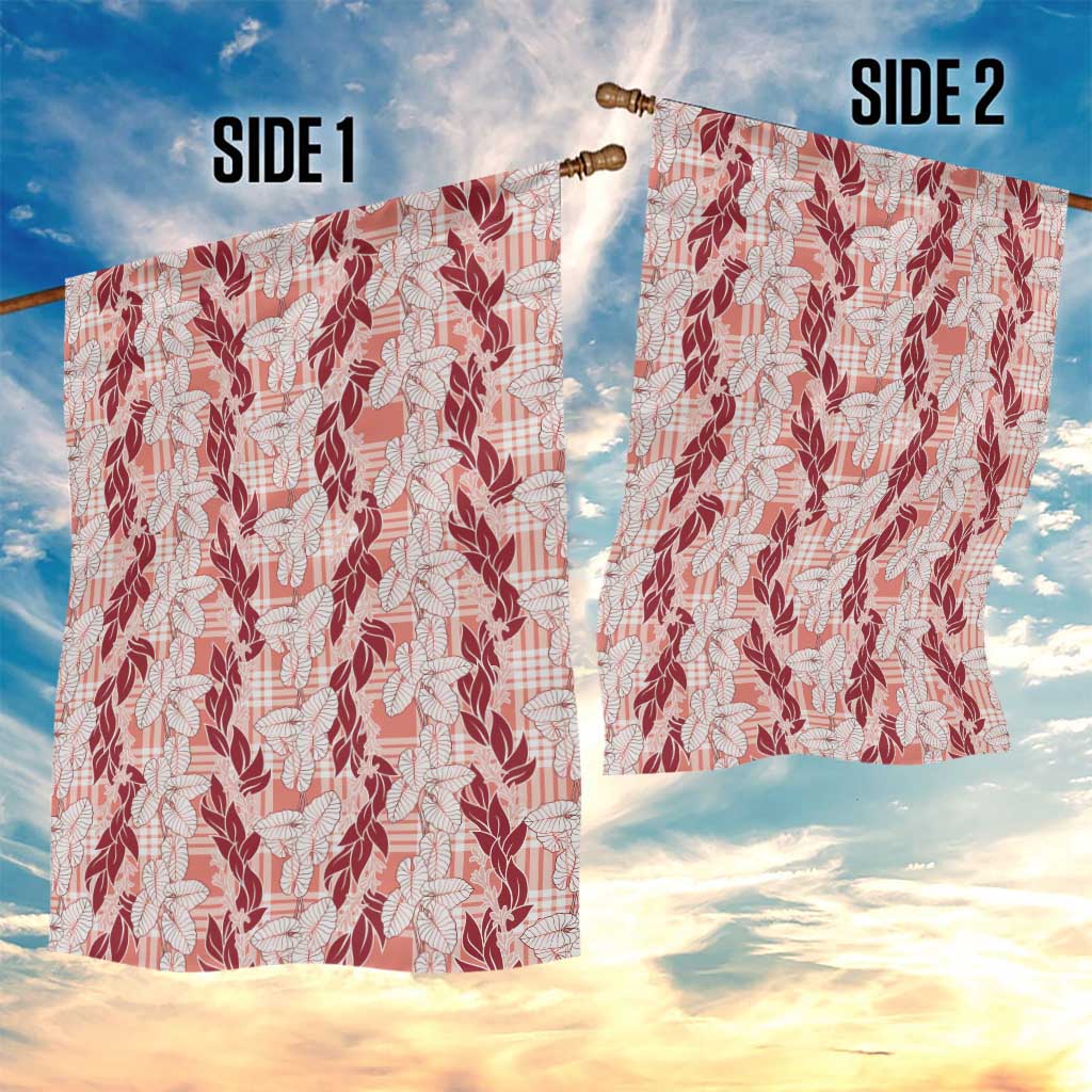 Hawaii Ti Leaf Maile Tuberose Lei Garden Flag With Hanalei Leaf Red LT05 - Polynesian Pride