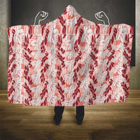 Hawaii Ti Leaf Maile Tuberose Lei Hooded Blanket With Hanalei Leaf Red LT05 - Polynesian Pride