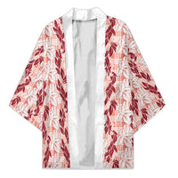 Hawaii Ti Leaf Maile Tuberose Lei Kimono With Hanalei Leaf Red LT05 Unisex Red - Polynesian Pride
