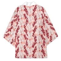 Hawaii Ti Leaf Maile Tuberose Lei Kimono With Hanalei Leaf Red LT05 - Polynesian Pride