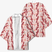 Hawaii Ti Leaf Maile Tuberose Lei Kimono With Hanalei Leaf Red LT05 - Polynesian Pride
