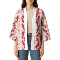 Hawaii Ti Leaf Maile Tuberose Lei Kimono With Hanalei Leaf Red LT05 - Polynesian Pride