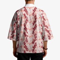 Hawaii Ti Leaf Maile Tuberose Lei Kimono With Hanalei Leaf Red LT05 - Polynesian Pride