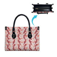 Hawaii Ti Leaf Maile Tuberose Lei Leather Bag With Hanalei Leaf Red LT05 - Polynesian Pride