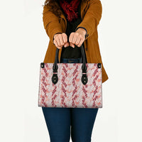 Hawaii Ti Leaf Maile Tuberose Lei Leather Bag With Hanalei Leaf Red LT05 - Polynesian Pride