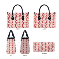 Hawaii Ti Leaf Maile Tuberose Lei Leather Bag With Hanalei Leaf Red LT05 - Polynesian Pride