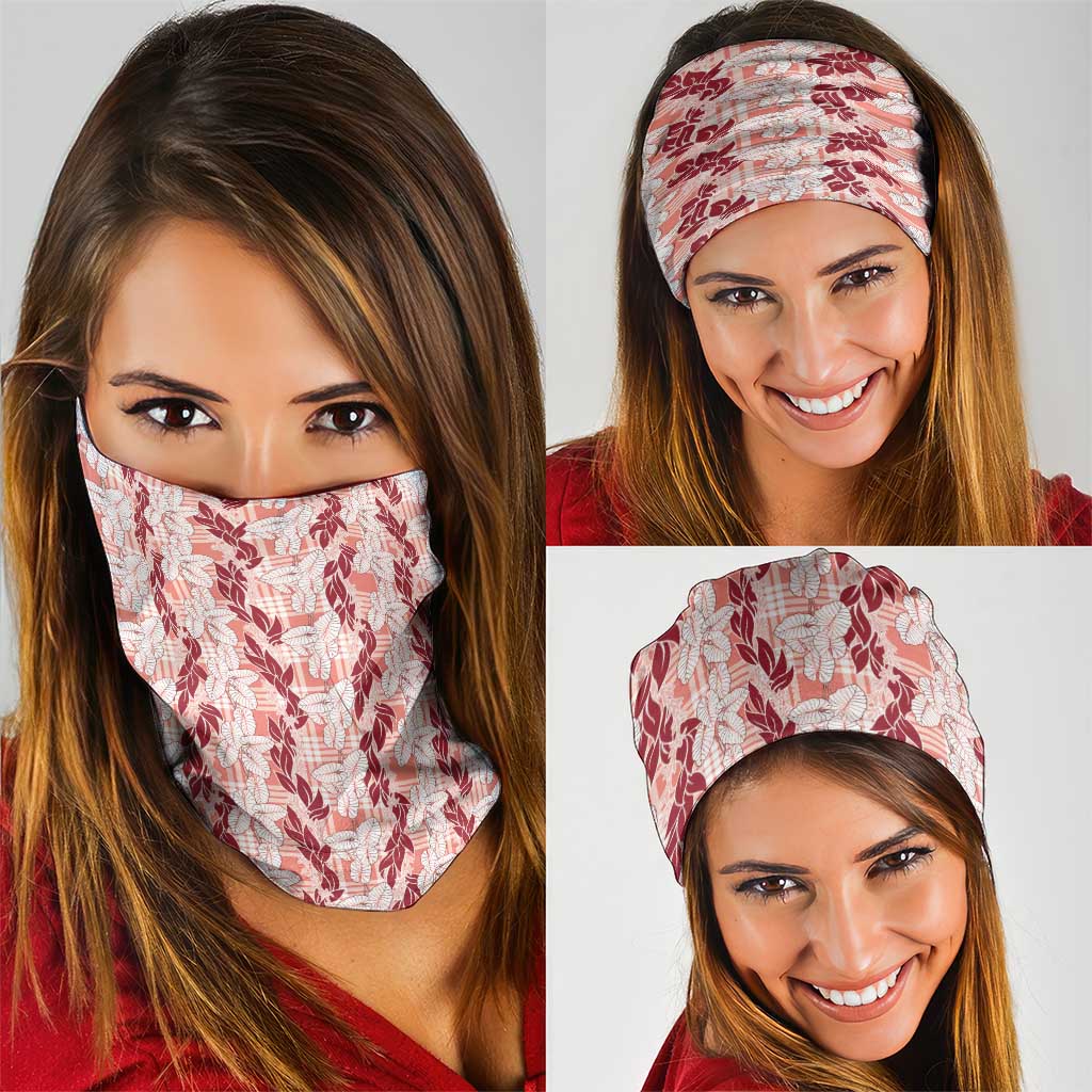 Hawaii Ti Leaf Maile Tuberose Lei Neck Gaiter With Hanalei Leaf Red LT05 - Polynesian Pride